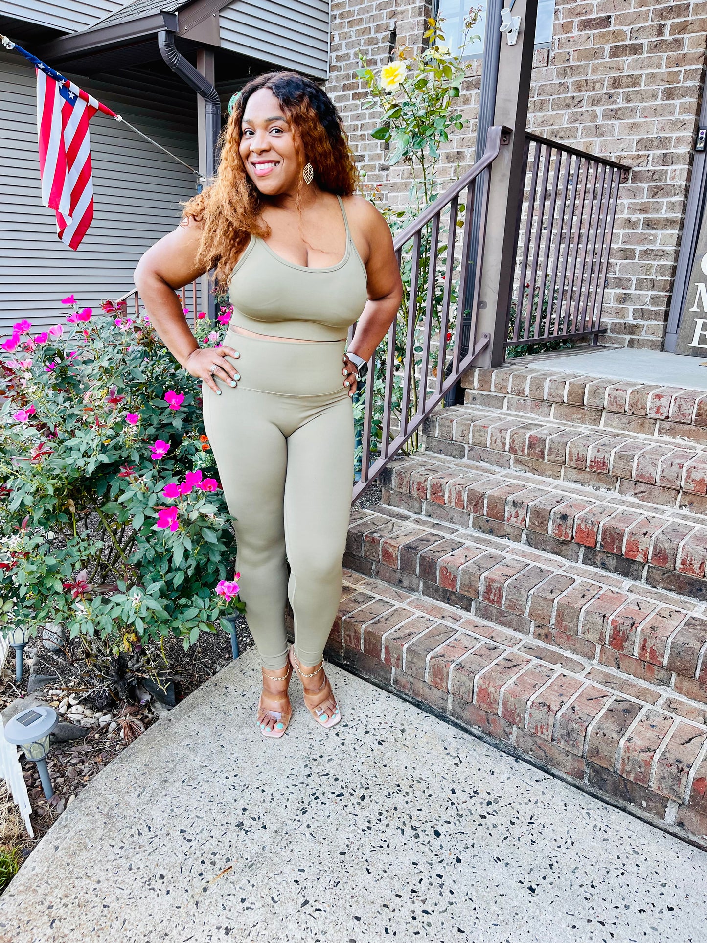 The Activewear Cami Bra Set | Khaki