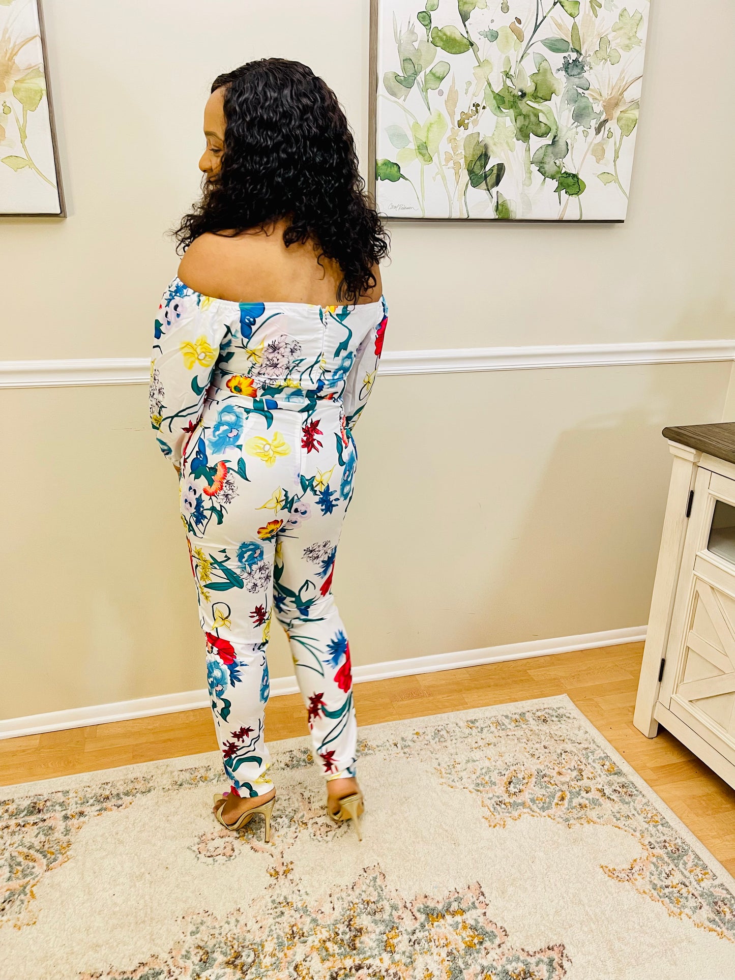 Nyx Off Shoulder Floral Print Jumpsuit