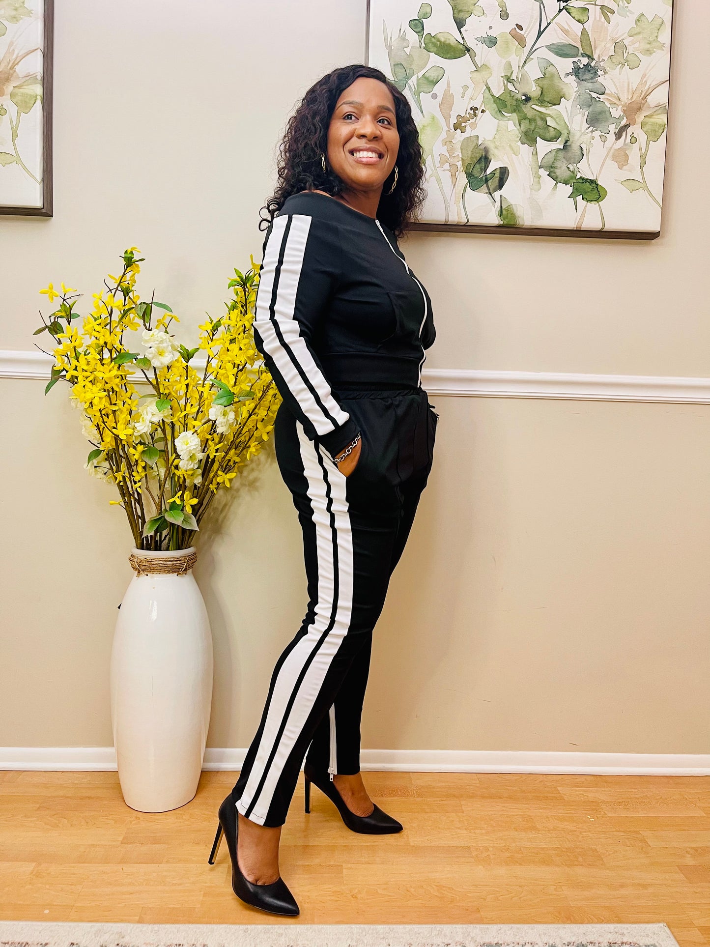 Just Classy Off The Shoulder Jogger Set