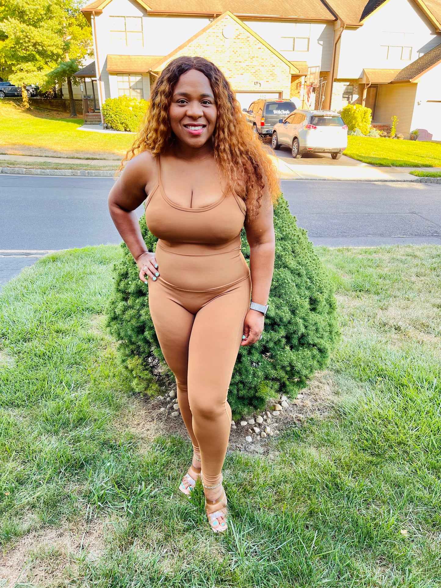 The Activewear Cami Bra Set | Deep Camel