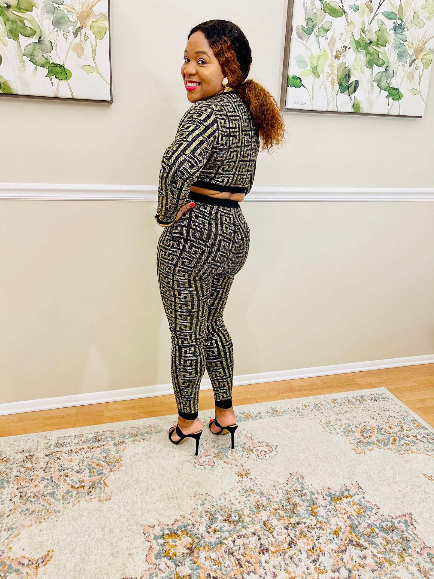 Harmony Gold Round Neck Cropped & Leggings Set