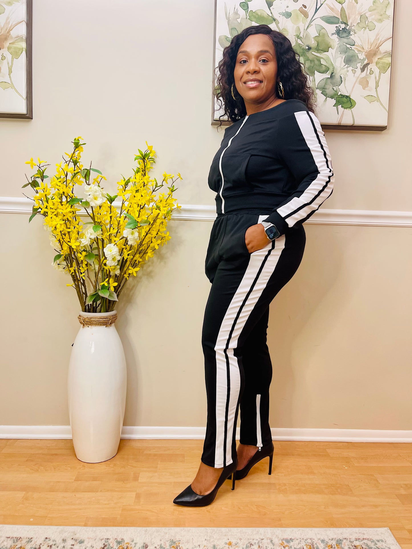 Just Classy Off The Shoulder Jogger Set