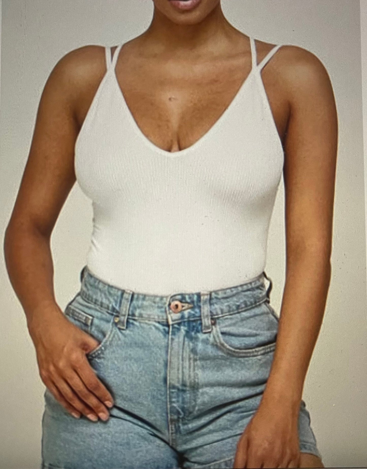 Ira White Double Strap Bodysuit