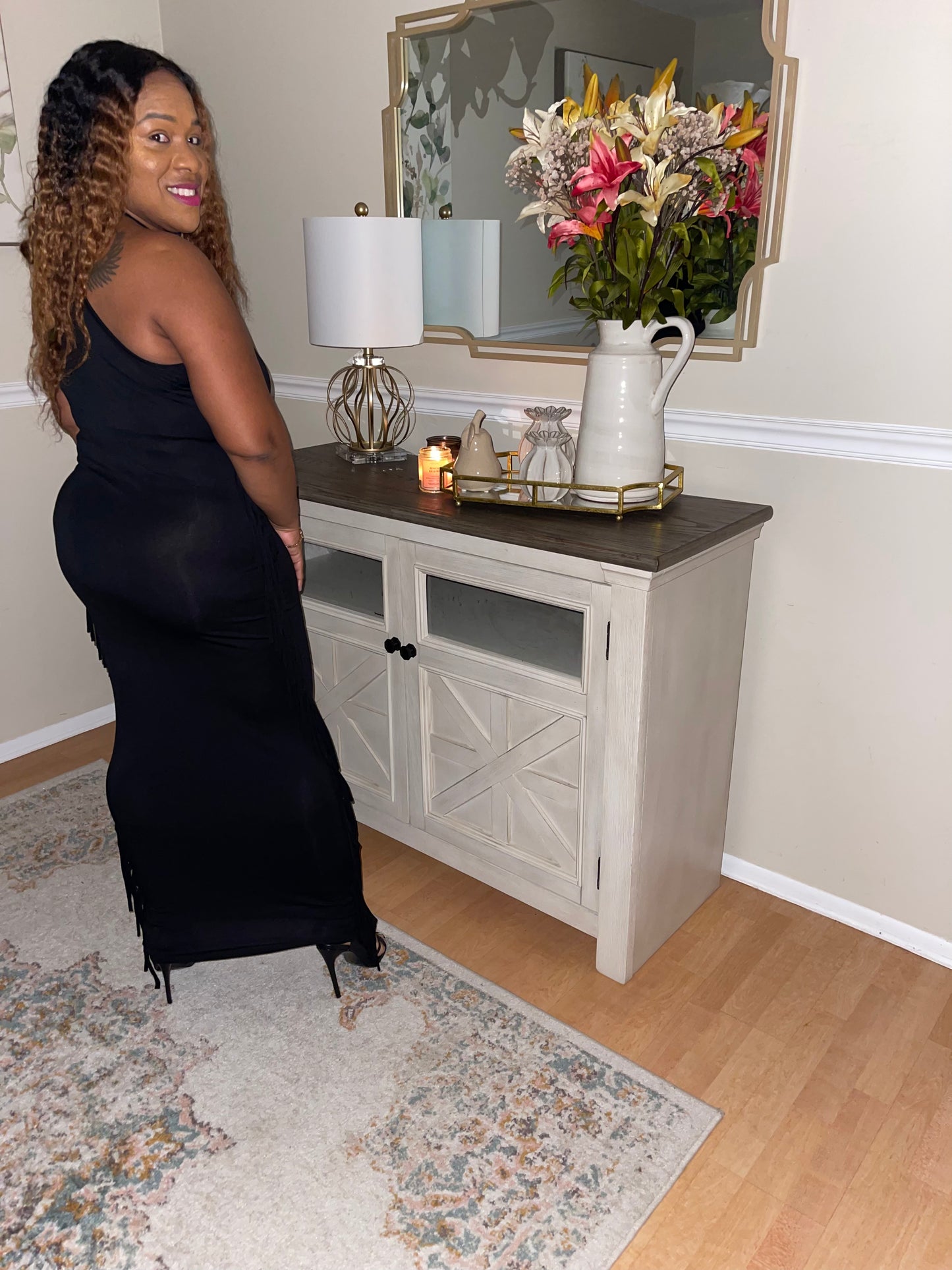 Anya Black Fringe Maxi Dress