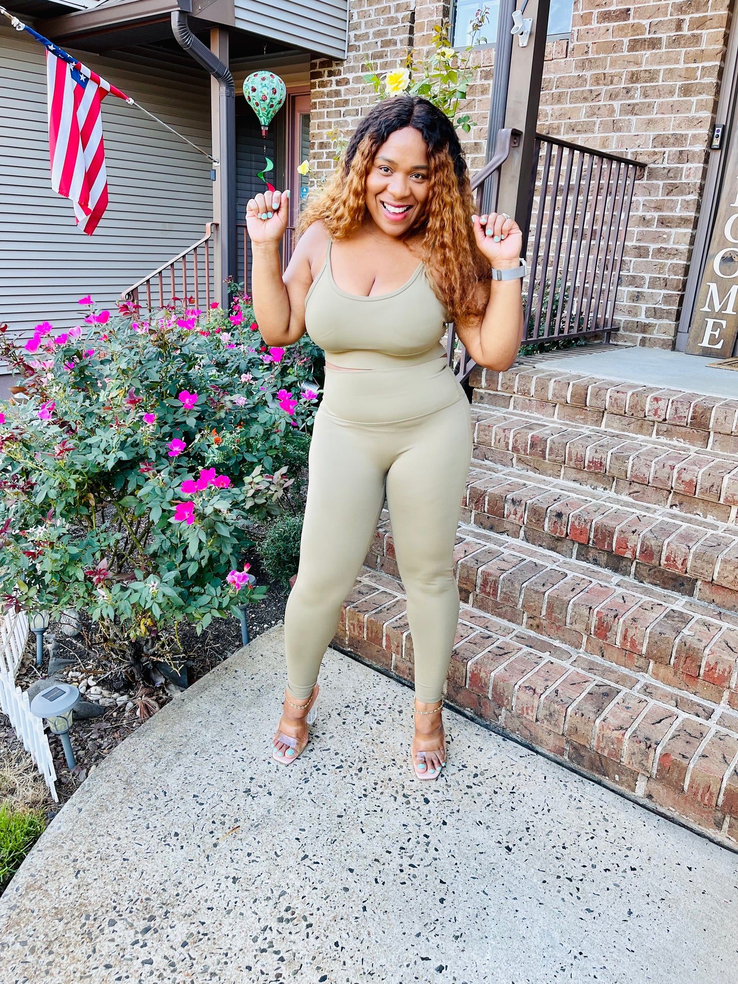 The Activewear Cami Bra Set | Khaki