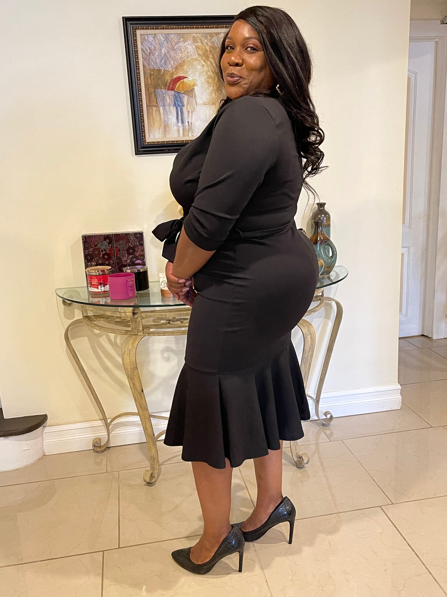 Astelle V Neck Ruffle Dress