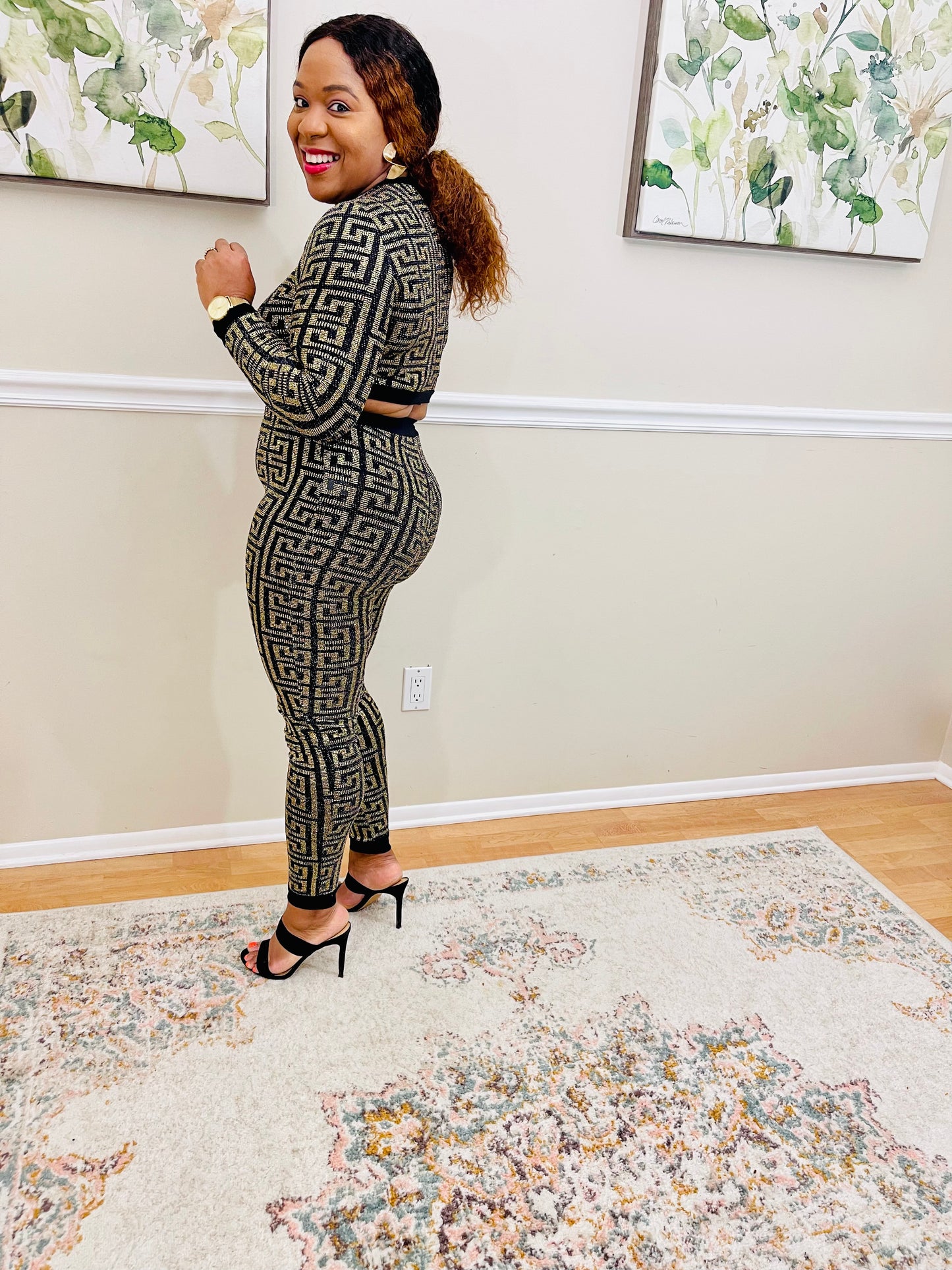 Harmony Gold Round Neck Cropped & Leggings Set