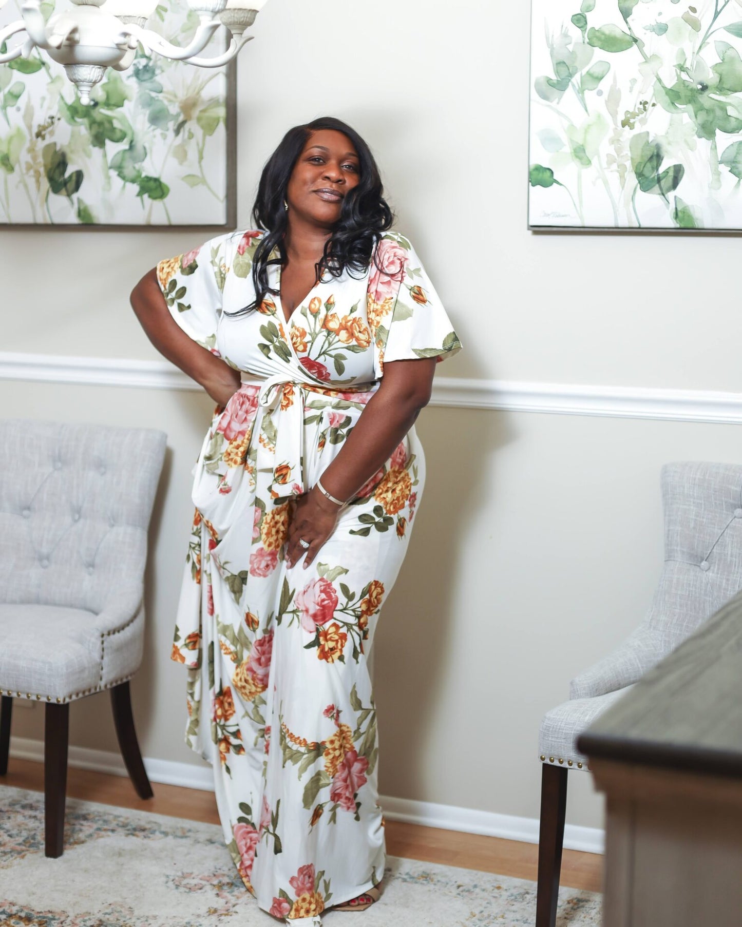 Dahlia White Floral Skirt Set