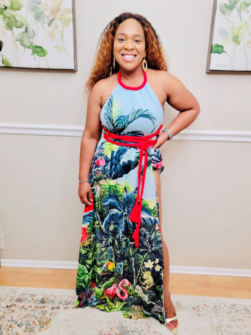 Havana Tropical Halter Maxi Dress