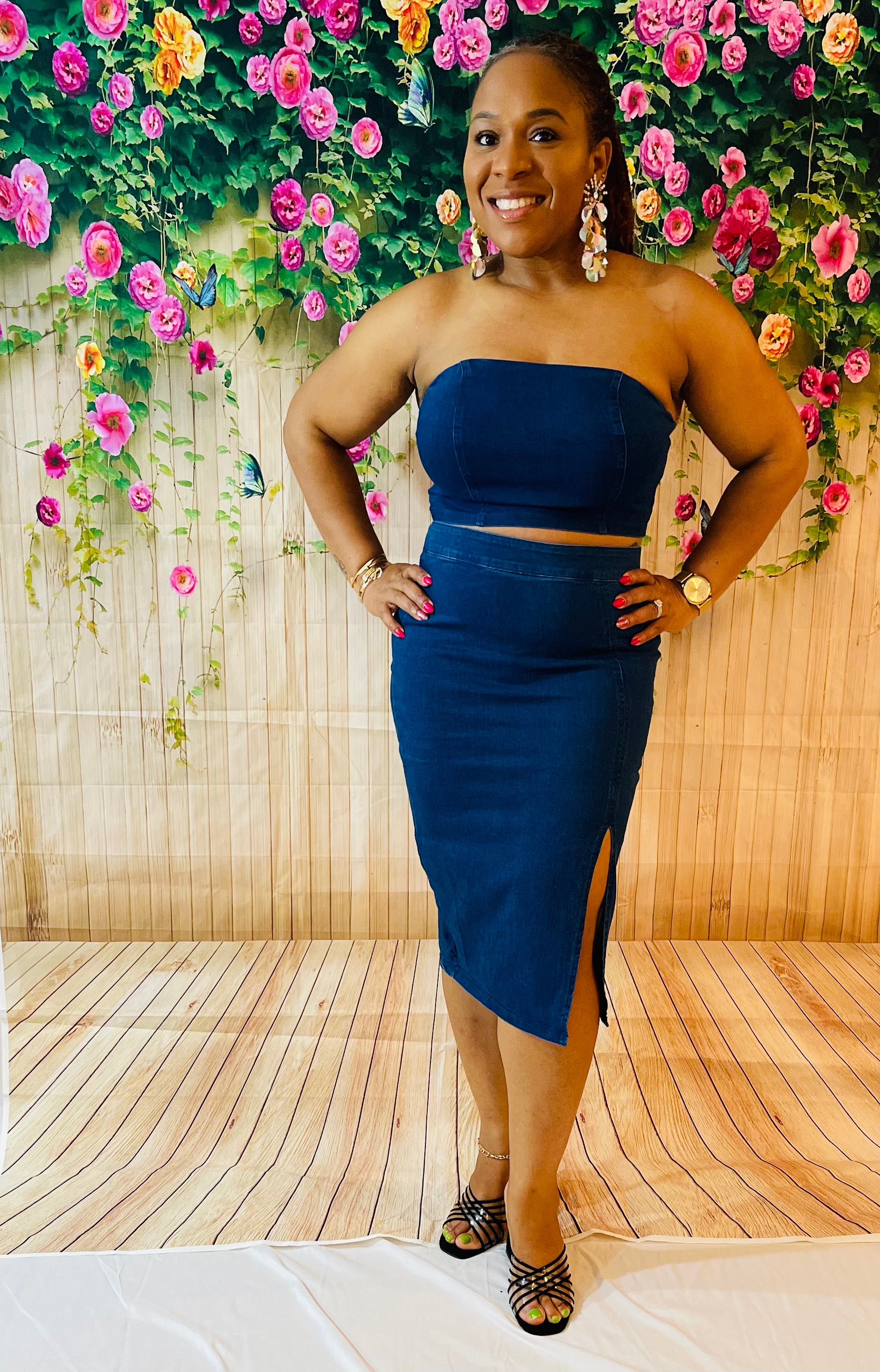 2 piece 2024 denim skirt set