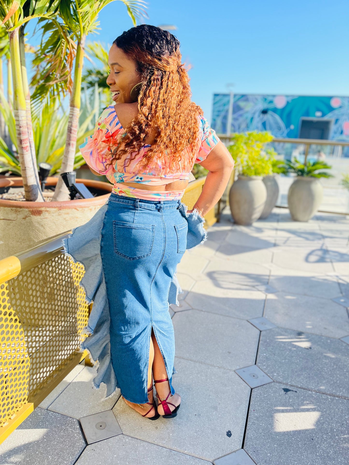 The Extra Ruffled Denim Skirt