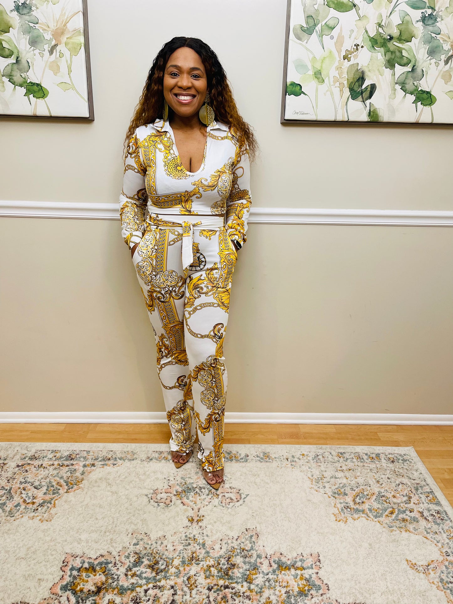 Jazmin Baroque Print Top & Pant Set