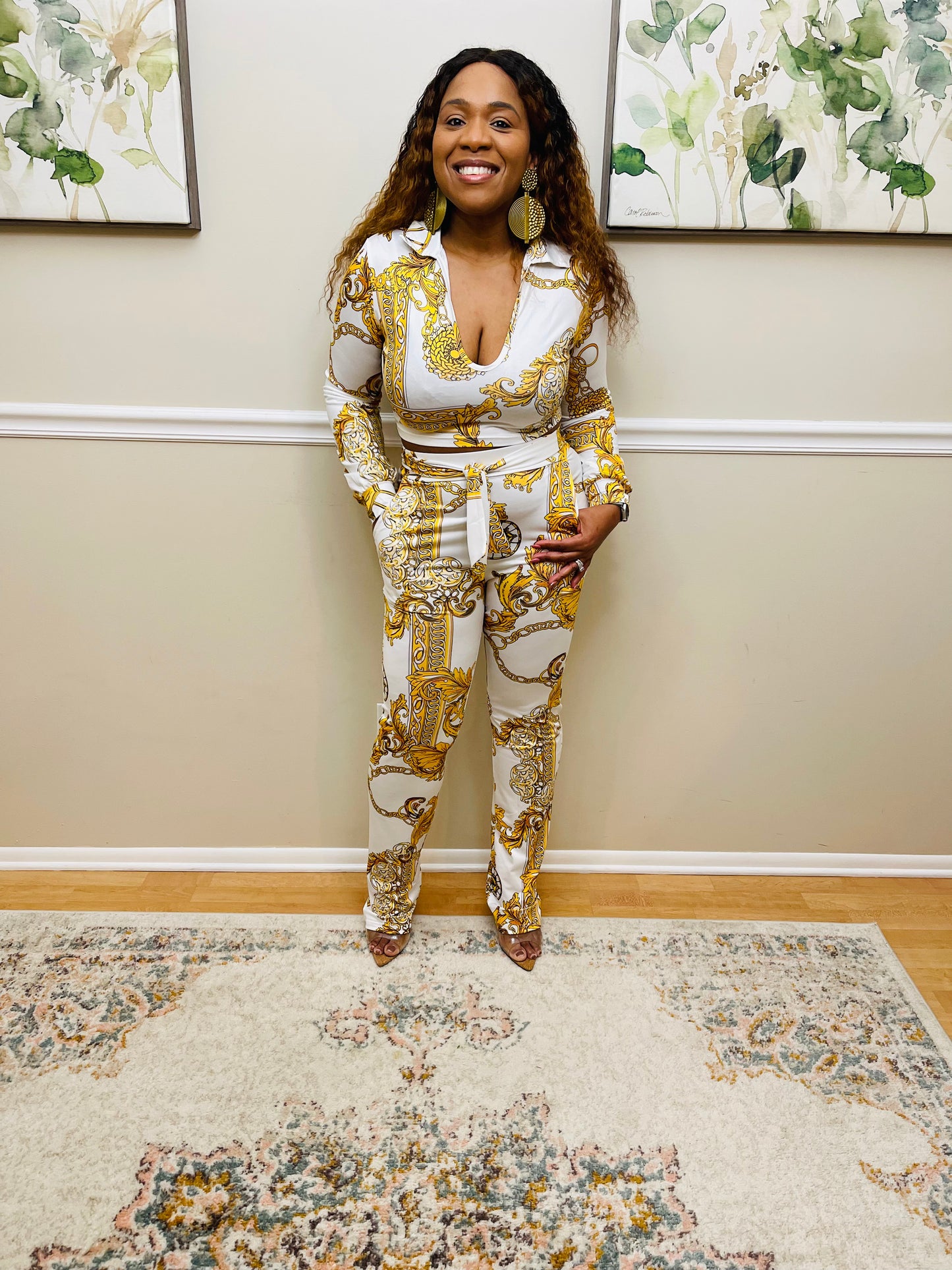 Jazmin Baroque Print Top & Pant Set