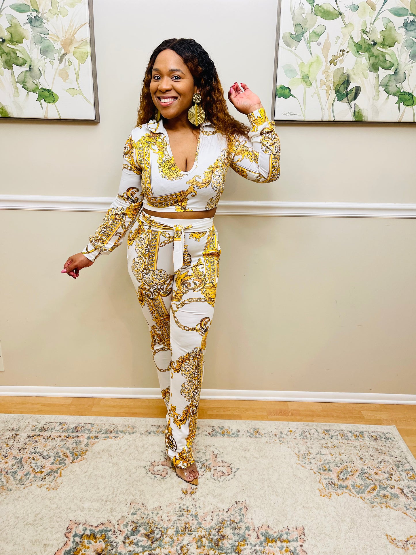 Jazmin Baroque Print Top & Pant Set