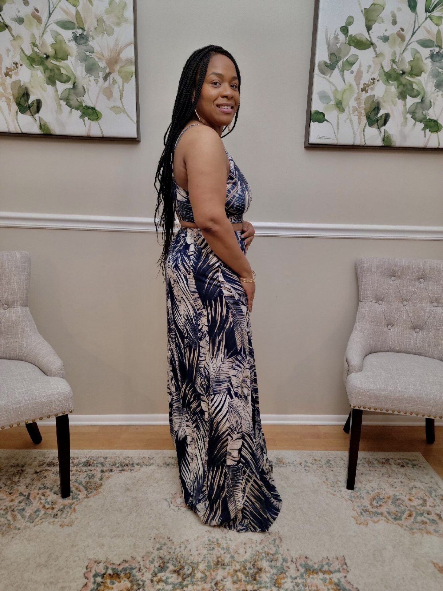 Nannie Plunging Crop Top Skirt Set