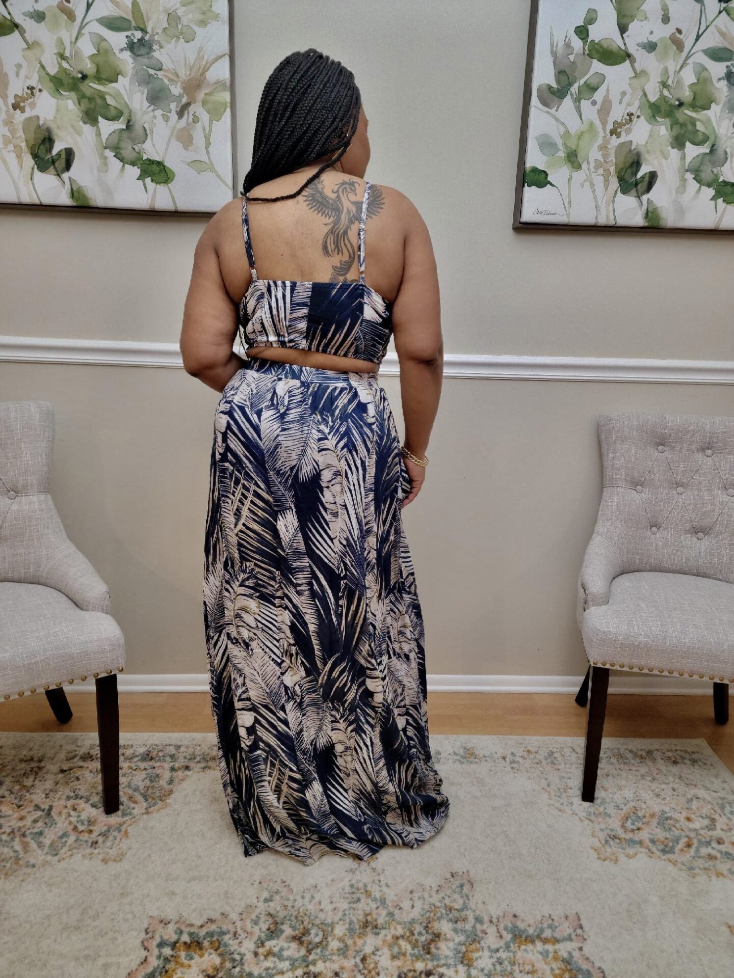 Nannie Plunging Crop Top Skirt Set