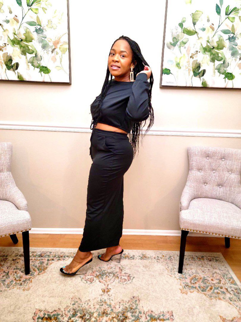 Aarya Slit Skirt with Crop Top Set