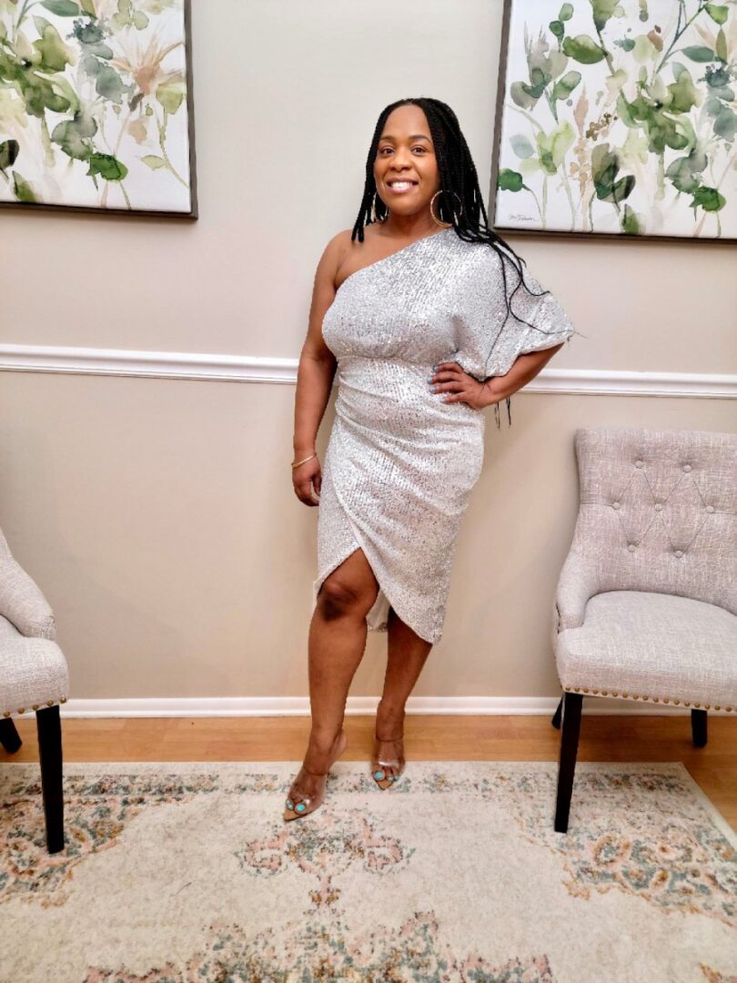 Clio One Shoulder Sequined Party Dress