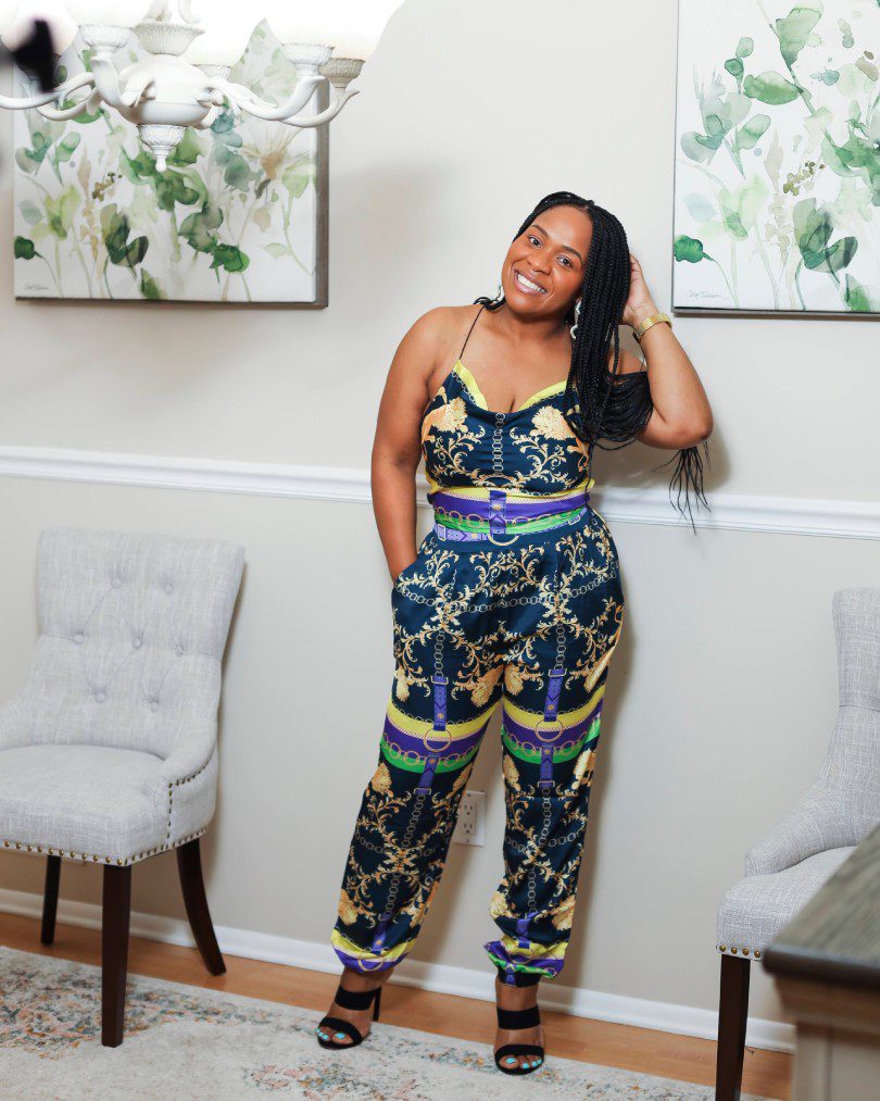 Kyra Blue Printed Lace Top And Pant Set
