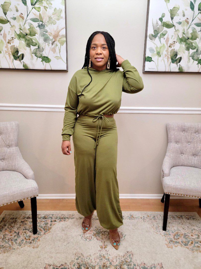 Naila Hoodie Crop Top with Bottom Set