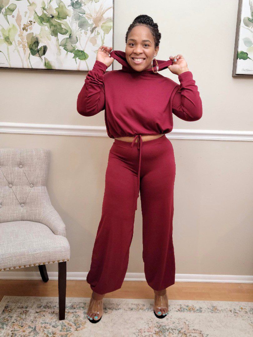 Naila Hoodie Crop Top with Bottom Set