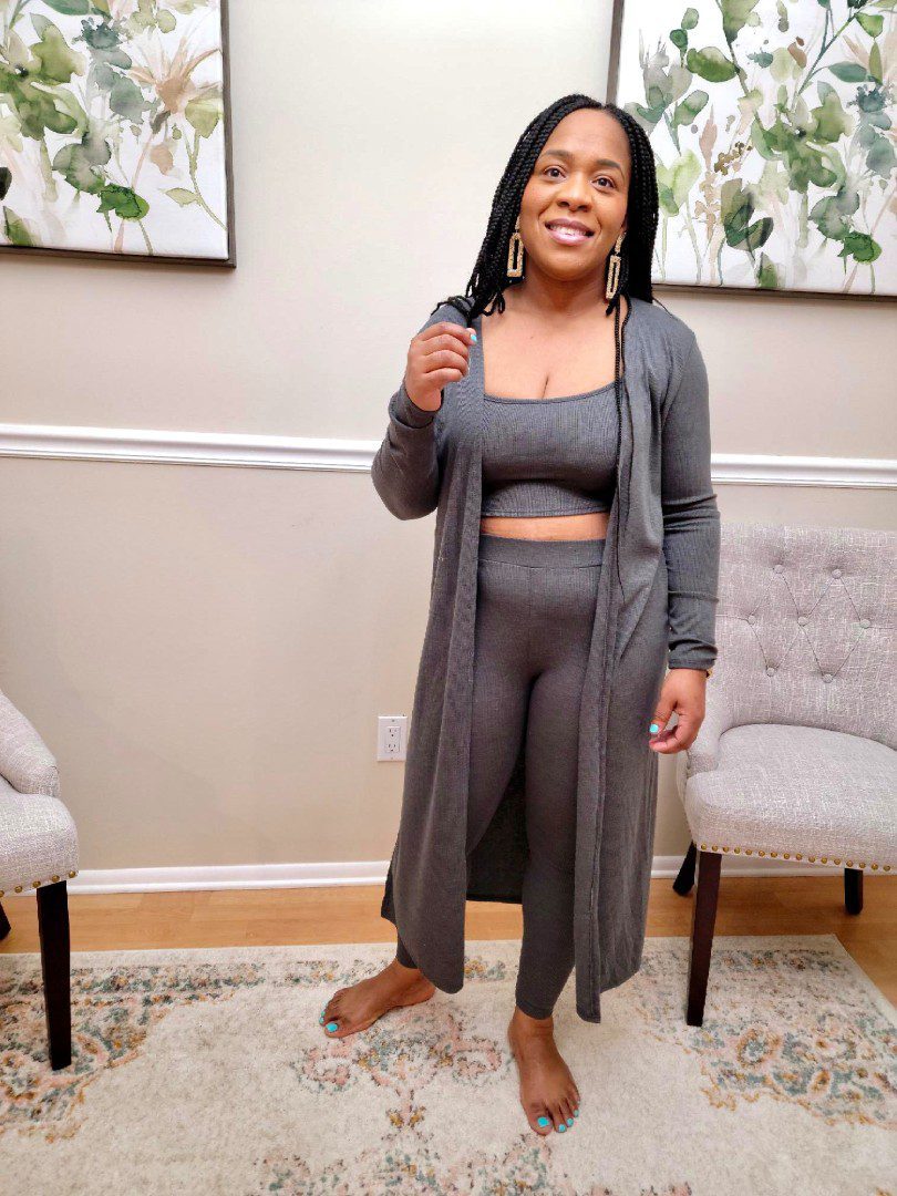 NixieThree-Piece Cardigan Set With Crop Top And Leggings