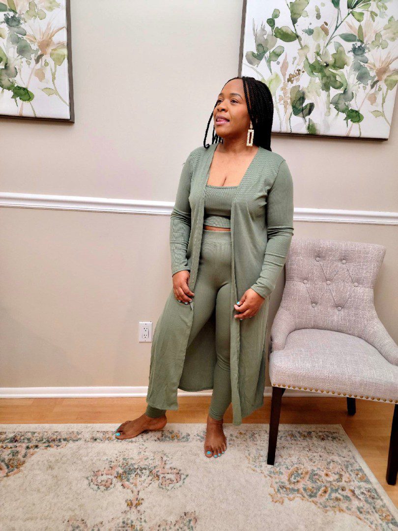 NixieThree-Piece Cardigan Set With Crop Top And Leggings