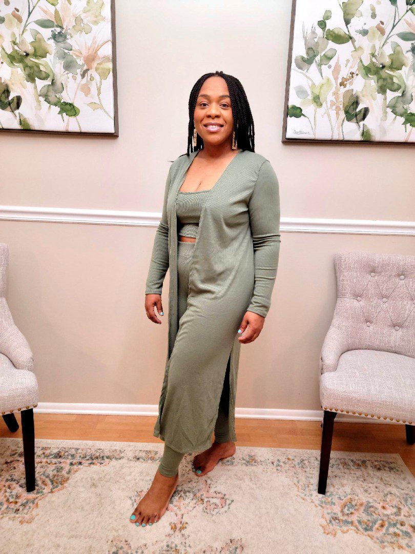 NixieThree-Piece Cardigan Set With Crop Top And Leggings
