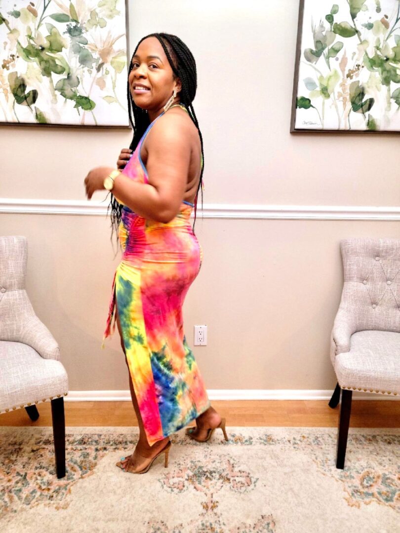 Sanvi Neon Fuchsia Long Tye Dye Halter Dress