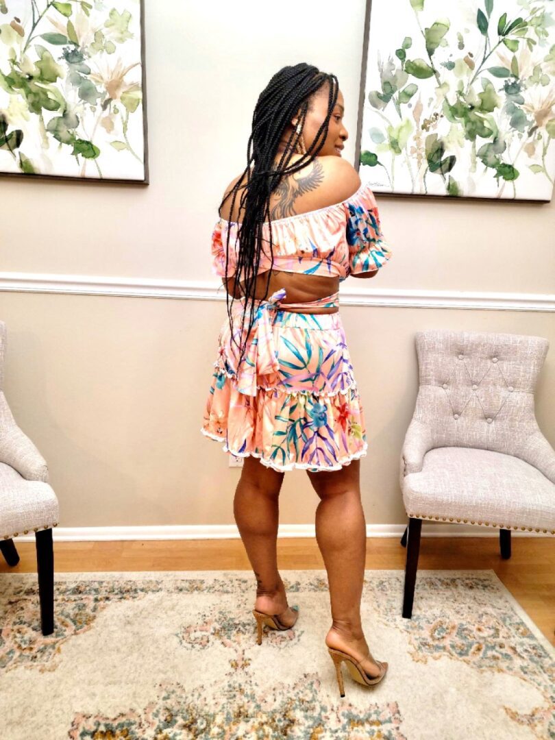 Shawne Off Shoulder Crop Top Skirt Set