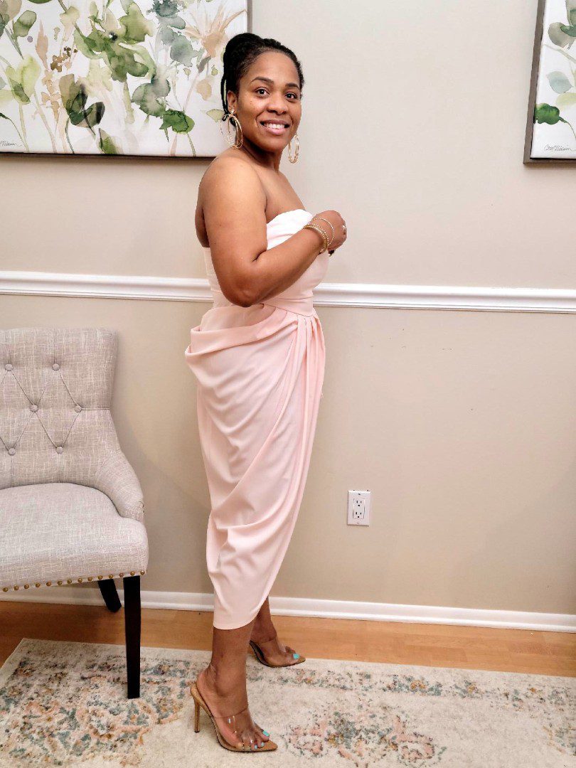 Sheena Light Pink Bandeau Ruched Party Dress
