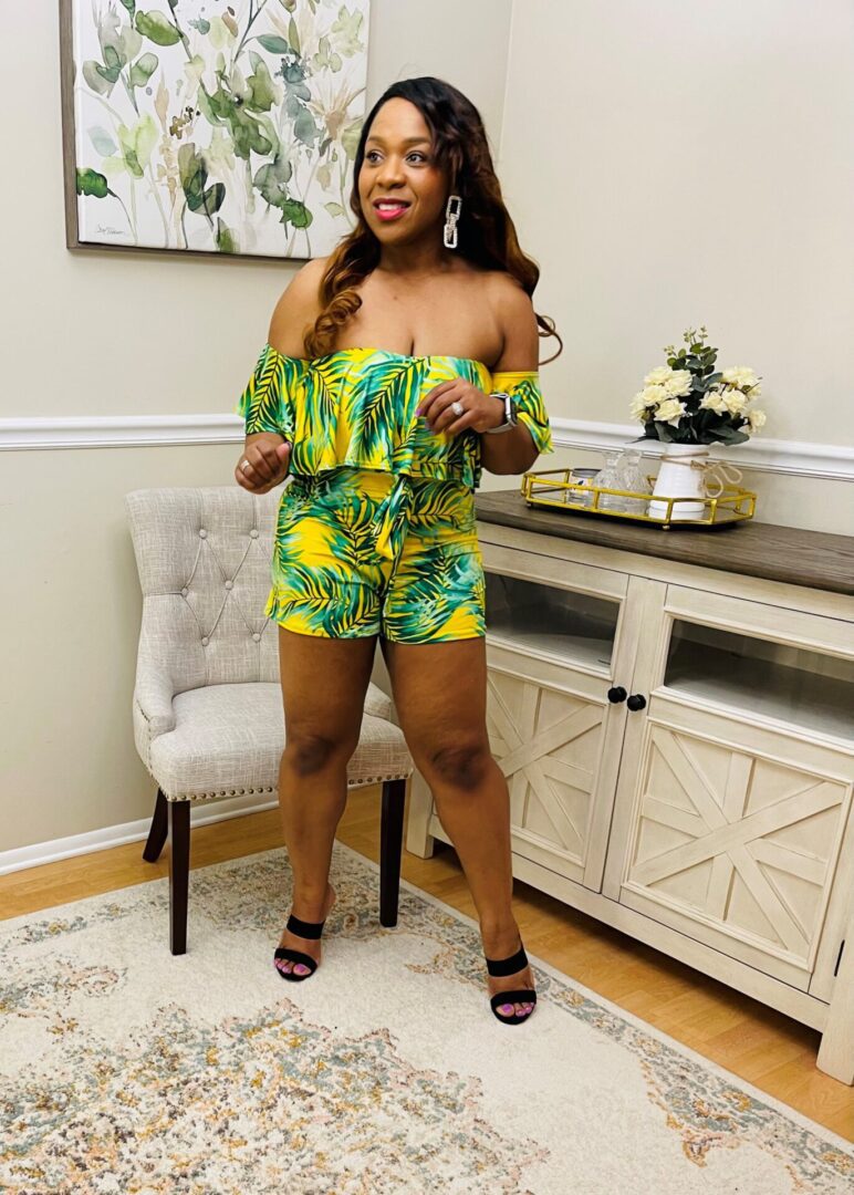 Sunna Tropical Off Shoulder Romper