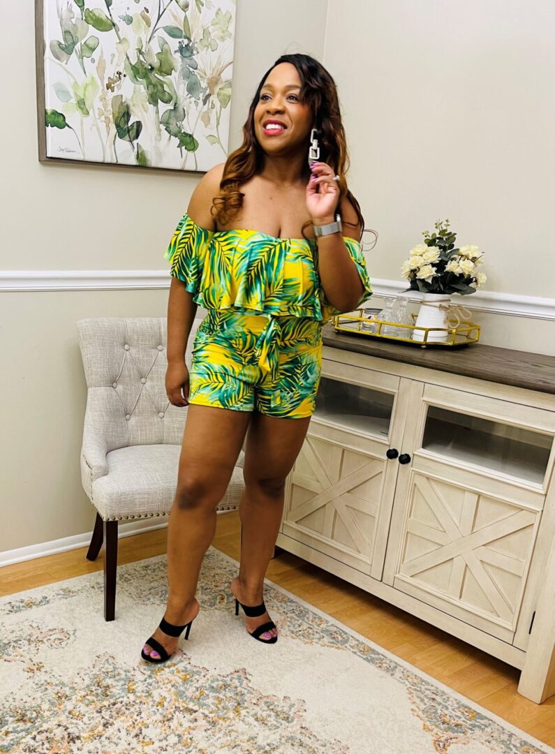 Sunna Tropical Off Shoulder Romper