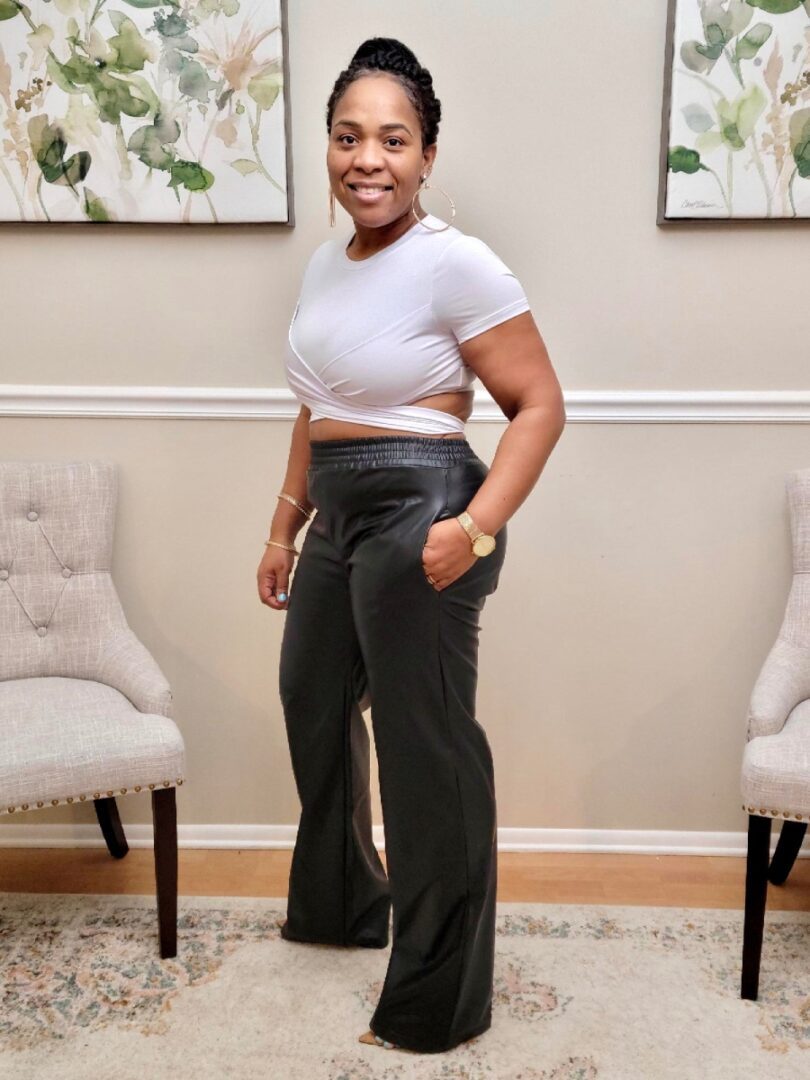 Tammy Faux-Leather Wide Leg Fashion Pants