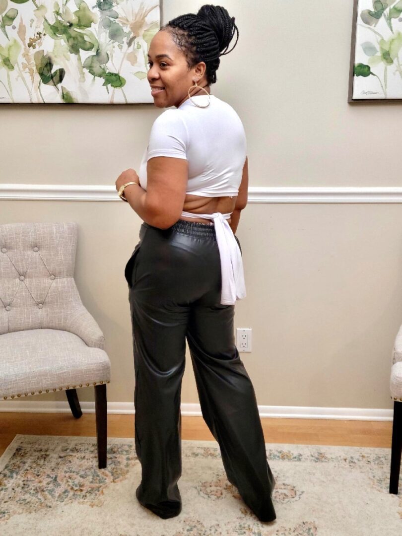Tammy Faux-Leather Wide Leg Fashion Pants
