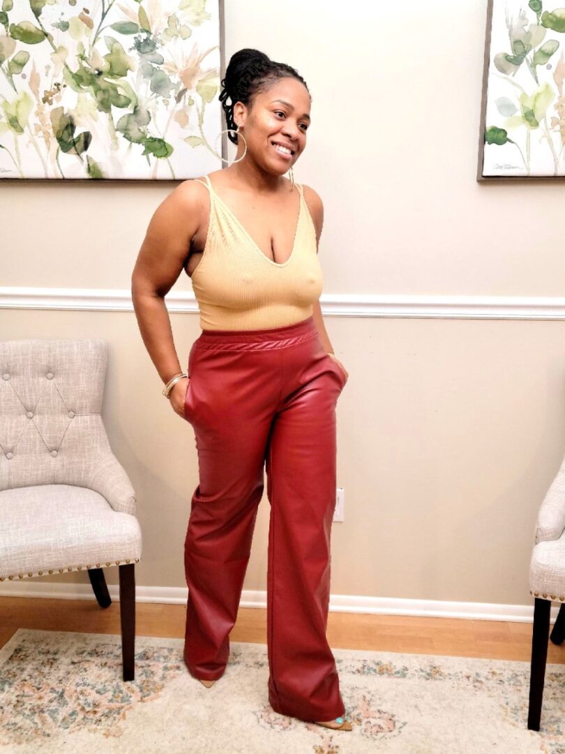 Tammy Faux-Leather Wide Leg Fashion Pants