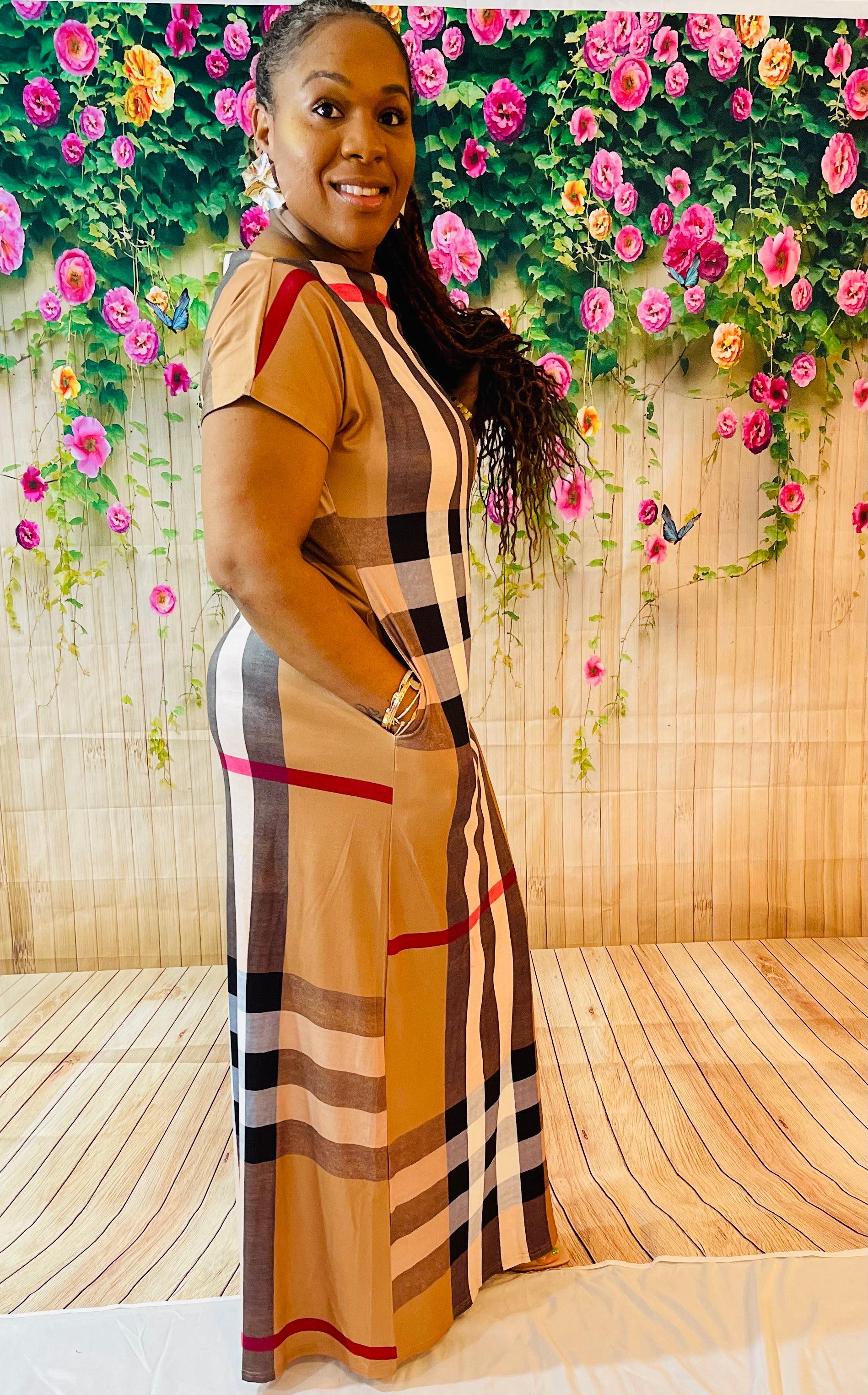 Plus size burberry print dress discount