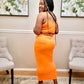 Syn Orange Cut Out Crop Top Skirt Set