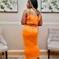 Syn Orange Cut Out Crop Top Skirt Set
