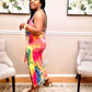 Sanvi Neon Fuchsia Long Tye Dye Halter Dress