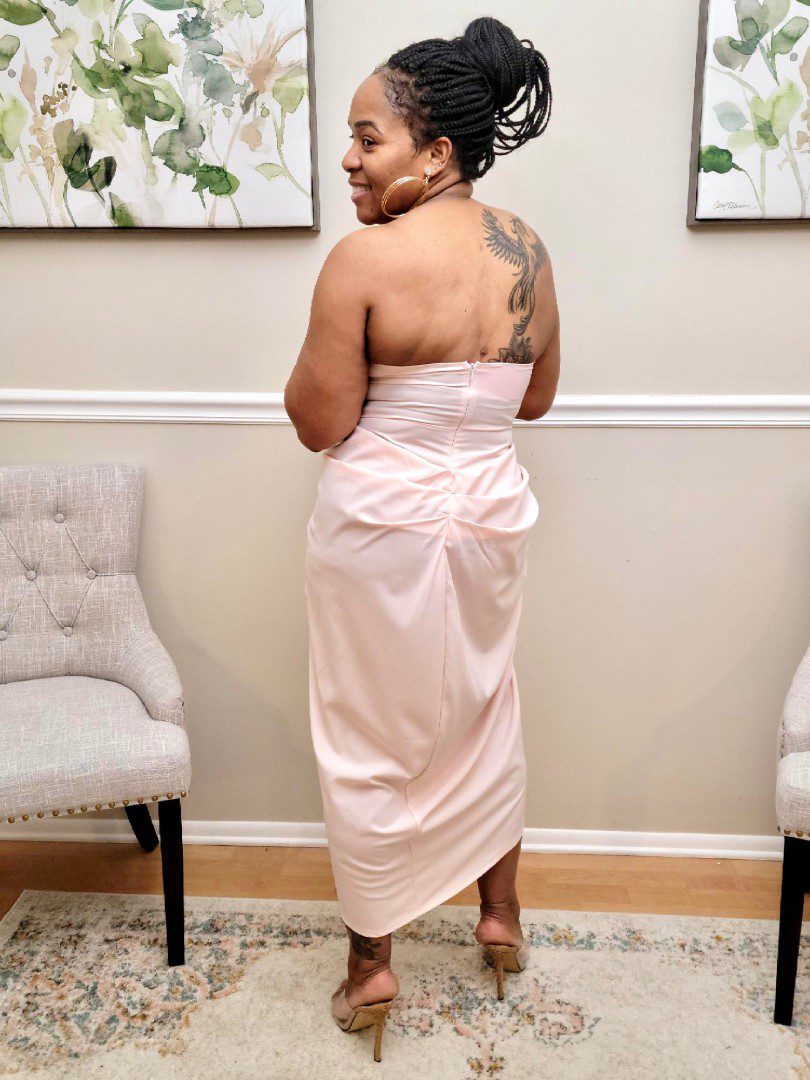 Sheena Light Pink Bandeau Ruched Party Dress