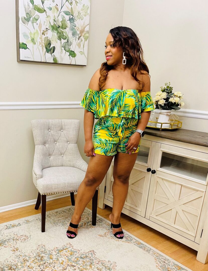 Sunna Tropical Off Shoulder Romper