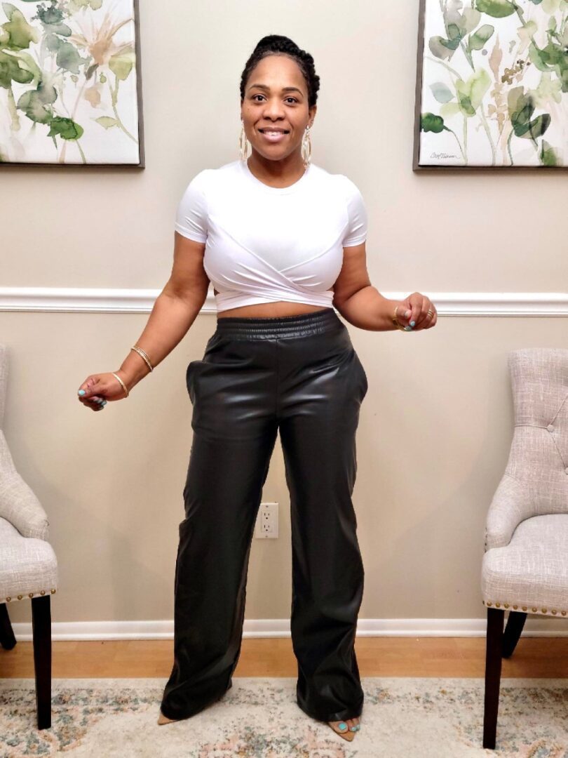 Tammy Faux-Leather Wide Leg Fashion Pants